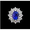 Image 2 : 4.01 ctw Tanzanite and Diamond Ring - 14KT White Gold