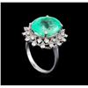 Image 4 : 9.08 ctw Emerald and Diamond Ring - 14KT White Gold