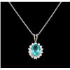 Image 1 : 2.52 ctw Apatite and Diamond Pendant With Chain - 14KT White Gold