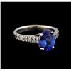 Image 1 : 2.15 ctw Tanzanite and Diamond Ring - 14KT White Gold