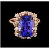 Image 2 : 7.20 ctw Tanzanite and Diamond Ring - 14KT Rose Gold