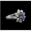 Image 1 : 2.20 ctw Tanzanite and Diamond Ring - 14KT White Gold