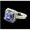 Image 1 : 14KT White Gold 4.73 ctw Tanzanite and Diamond Ring