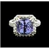 Image 2 : 14KT White Gold 4.73 ctw Tanzanite and Diamond Ring