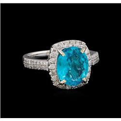 3.04 ctw Apatite and Diamond Ring - 14KT White Gold