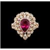 Image 2 : 1.48 ctw Rubellite and Diamond Ring - 14KT Rose Gold