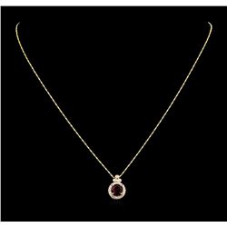 14KT Yellow Gold 2.12 ctw Rubellite and Diamond Pendant With Chain