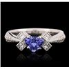 Image 2 : 14KT White Gold 0.78 ctw Tanzanite and Diamond Ring