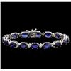 Image 1 : 22.71 ctw Blue Sapphire and Diamond Bracelet - 14KT White Gold