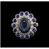 Image 4 : 14KT White Gold 9.12 ctw Blue Star Sapphire and Diamond Ring