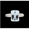 Image 2 : 4.50 ctw Aquamarine and Diamond Ring - 18KT White Gold