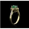 Image 3 : 14KT Yellow Gold 1.04 ctw Emerald and Diamond Ring