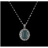 Image 1 : 14KT White Gold 5.67 ctw Aquamarine and Diamond Pendant With Chain