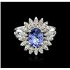 Image 2 : 14KT White Gold 2.01 ctw Tanzanite and Diamond Ring