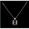 Image 2 : 14KT White Gold 28.42 ctw Quartz and Diamond Pendant With Chain