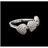 Image 1 : 0.89 ctw Pave Round Diamond Heart Ring - 14KT White Gold