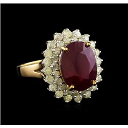 7.86 ctw Ruby and Diamond Ring - 14KT Yellow Gold