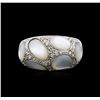 Image 2 : 14KT White Gold Mother of Pearl and Diamond Ring