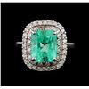 Image 2 : 3.83 ctw Emerald and Diamond Ring - 14KT White Gold