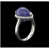 Image 3 : 6.32 ctw Tanzanite and Diamond Ring - 14KT White Gold