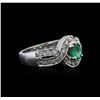 Image 1 : 14KT White Gold 0.82 ctw Emerald and Diamond Ring