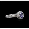 Image 1 : 0.81 ctw Tanzanite and Diamond Ring - 14KT White Gold