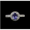 Image 2 : 0.81 ctw Tanzanite and Diamond Ring - 14KT White Gold