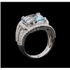 Image 4 : 5.42 ctw Aquamarine and Diamond Ring - 18KT White Gold