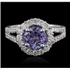 Image 2 : 14KT White Gold 1.63 ctw Tanzanite and Diamond Ring