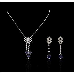 9.12 ctw Sapphire and Diamond Jewelry Suite - 18KT White Gold