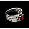 Image 1 : 2.00 ctw Orange Sapphire and Diamond Ring - 18KT White Gold