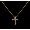 Image 1 : 0.34 ctw Diamond Cross Pendant With Chain - 14KT Yellow Gold