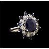 Image 1 : 5.19 ctw Sapphire and Diamond Ring - 14KT White Gold