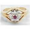 Image 1 : 0.07 ctw Ruby and Diamond Ring - 14KT Yellow Gold