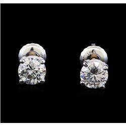 1.11 ctw Diamond Stud Earrings - 14KT White Gold