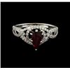 Image 2 : 1.09 ctw Ruby and Diamond Ring - 18KT White Gold