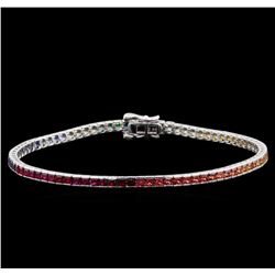 7.15 ctw Multi Color Sapphire and Diamond Bracelet - 14KT White Gold