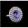 Image 1 : 4.21 ctw Tanzanite and Diamond Ring - 14KT White Gold