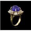 Image 3 : 14KT Yellow Gold 10.10 ctw Tanzanite and Diamond Ring