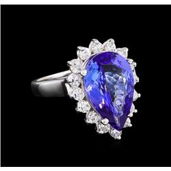 5.52 ctw Tanzanite and Diamond Ring - 14KT White Gold