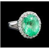 Image 1 : GIA Cert 9.66 ctw Emerald and Diamond Ring - 14KT White Gold