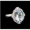 Image 1 : 4.68 ctw Aquamarine and Diamond Ring - 14KT White Gold