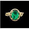 Image 2 : 14KT Yellow Gold 1.72 ctw Emerald and Diamond Ring