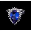 Image 2 : 3.48 ctw Tanzanite and Diamond Ring - 14KT White Gold