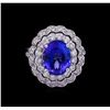 Image 2 : 6.05 ctw Tanzanite and Diamond Ring - 14KT White Gold