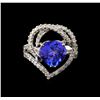 Image 2 : 4.13 ctw Tanzanite and Diamond Ring - 18KT White Gold