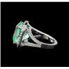 Image 3 : GIA Cert 10.20 ctw Emerald and Diamond Ring - 14KT White Gold