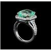 Image 4 : GIA Cert 10.20 ctw Emerald and Diamond Ring - 14KT White Gold