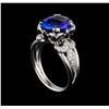Image 4 : 3.98 ctw Tanzanite and Diamond Ring - 18KT White Gold