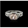 Image 2 : 14KT White Gold 1.10 ctw Morganite and Diamond Ring